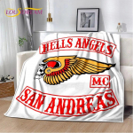 3D Hells Angels MC Mootorrattam&auml;rgi tekk, pehme tekk koju Magamistoa voodi Diivani Pikniku reisikontori kattetekk lastele 125x150cm 50x60inch