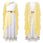 Laste kreeka kost&uuml;&uuml;m T&uuml;drukute Rooma kleit Vana-Kreeka Toga kleit Rooma printsess Aadel Cosplay uhke riietus 7-8 Years kollane