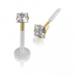 Bioflex Labret huule augustamise ehe tsirkoonpeaga CZ Square 1,5 mm 14k kuld