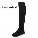 S&uuml;gis- ja talvejalatsid &Uuml;le p&otilde;lve Saapad Naiste kingad &otilde;hukeste pikkade elastsete saapade ja k&otilde;rge lameda p&otilde;hjaga 35 must