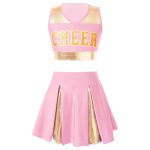 Laste t&uuml;drukute cheerleading kost&uuml;&uuml;m Cheerleader vorm varrukateta V kaelusega kiri Print Crop top elastse v&ouml;&ouml; seelikuga 14-16 Years heleroosa v&auml;rv