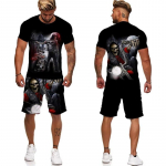 Isikup&auml;ra pealuu 3D-print Suvised meeste s&auml;rgid/l&uuml;hikesed p&uuml;ksid/komplektid Vintage gooti punkriietus Hip-hop vabaaja meeste t&auml;navar&otilde;ivaste r&otilde;ivaste &uuml;likond 4XL