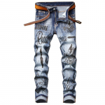 +Street Fashion meeste teksad, tr&uuml;kitud p&uuml;ksid, sirged p&uuml;ksid, noorte mood, keskmise v&ouml;&ouml;ga vabaaja 5683 29