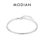 Modian Solid 925 Sterling Silver Classic Basic Snake kett k&auml;ev&otilde;ru Elastne Lihtne K&auml;ev&otilde;ru Naistele Peened ehted S&uuml;nnip&auml;evakingitus h&otilde;be