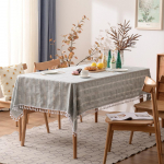 Puuvillane linane laudlina Tutt pitsist laudlina stiilis diivanilaualina libisemiskindel linane pikniku laudlina 140*220 hall-sinine v&auml;rv