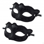 2 t&uuml;kki, naiste meeste maskeraadi ballimask Veneetsia pidusilm must