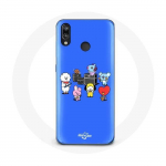 Coque pour Huawei P20 Lite BTS BT21 Tata Chimmy Cooky Rj Koya Shooky Et Mang Jouent De la musique Fond Bleu
