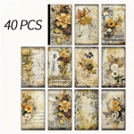 40 tk Vintage materjalist paber Dekoratiivne scrapbooking p&auml;evik Album K&auml;sit&ouml;&ouml; Taustapaber DIY r&auml;mpsajakirjatarbed