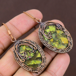 Natural Copper Green Turquoise Handmade Copper Wire Wrap Earring 2.56 m1k82