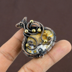 Natural Yellow Dendrite Opal Stone Handmade Copper Wire Wrap Pendant 2.05 c3f54