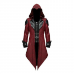 2 v&auml;rvi Assassin Cosplay keskaegne retro mees t&auml;navariided kapuutsiga jakid &uuml;ler&otilde;ivaste kost&uuml;&uuml;m Edward Assassins Creed Halloweeni kost&uuml;&uuml;m L