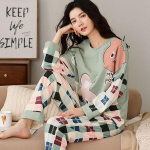 Naiste s&uuml;gis armas tr&uuml;kitud pidžaamakomplekt naistele, suur pikkade varrukatega lahtine kaheosaline magamisriiete &uuml;likond XXXXXL