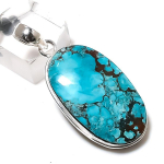Natural Tibetan Turquoise Gemstone 925 Sterling Silver Pendant 1.89 l9d57