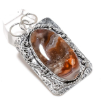 Natural Crazy Lace Agate Handmade 925 Sterling Silver Jewelry Pendant 2.36 b9y89