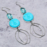 Natural Sleeping Turquoise, Apatite 925 Sterling Silver Earring 3.74 u3a41