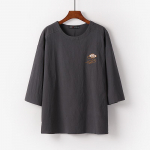 Suvine kardigan meeste l&uuml;hikeste varrukatega T-s&auml;rk puuvillane ja linane Led Casual meeste T-s&auml;rk suvine &uuml;mara kaelusega 3/4 varrukatega top 9XL valge