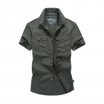 Cooljacket Beauyer Meeste suvised l&uuml;hikeste varrukatega puuvillased s&auml;rgid &uuml;hev&auml;rvilised suures suuruses s&otilde;jav&auml;e s&auml;rgid 2XL armee roheline v&auml;rv
