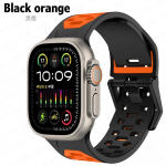 Silikoonrihm Apple Watch Band Ultra 2 49 mm seeriale 9 8 7 45 mm hingav kahev&auml;rviline k&auml;ev&otilde;ru iWatch 6 5 4 SE 44 mm 42 mm rihm 42mm 44mm 45mm oranž
