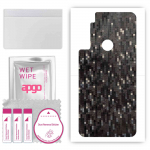 apgo Protective Skin Sticker for the back compatible with Motorola One Fusion Plus, Wrap Film, Foil, Vinyl - Pattern Carbon Black Pixel
