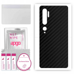 apgo Protective Skin Sticker for the back compatible with Xiaomi Mi CC9 Pro, Wrap Film, Foil, Vinyl - Pattern Carbon Black