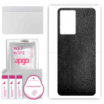 apgo Protective Skin Sticker for the back compatible with OnePlus Nord N20 SE, Wrap Film, Foil, Vinyl - Pattern Black Leather