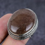 Natural Strawberry Quartz Gemstone Handmade 925 Sterling Silver Ring S.7.5 p7a61