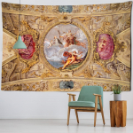 Nikerdatud seinavaibaga seinaripp Retro-b&ouml;&ouml;mi stiilis tr&uuml;kitud pol&uuml;estrist magamismatt magamistoa dekoratiivne taustriie 95x70CM
