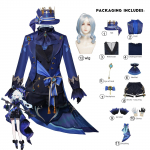 Furina/Focalors Cosplay Animem&auml;ng Genshin Impact Kost&uuml;&uuml;m Koroneeritud Prima Univorm Parukas M&uuml;ts Kleit Naiste Halloweeni pidu Rollim&auml;ng Riietuskomplektid s