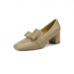 Uus Mood Ehtne Nahk Naiste Kingad Vabaaeg Lamba Nahast Madalad Pumbad Kingad Naiste Ruudukujuline Varvas Paks Konts Zapatos De Mujer 38 khaki