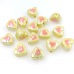 10tk 17*16mm heledad UV-kahev&auml;rvilised kolmem&otilde;&otilde;tmelised s&uuml;damekujulised lahtised helmed meisterdamise jaoks k&auml;ev&otilde;rude kaelakee ehete valmistamiseks k&auml;sitsi valmistatud tarvikute jaoks 10Pcs about 17*16mm kollane