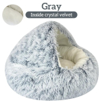 Lemmiklooma voodi Kassi koer Talvine pikk pl&uuml;&uuml;sis &uuml;mmargune padi Lemmikloomamaja soe lemmikloomakorv Kassi ja koera magamiskott Kassipesa kennel v&auml;ikesele koerakassile 40cm gray