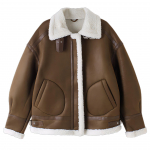 Talvekarusnahast integreeritud naaritsa pl&uuml;&uuml;skarusnahast jakk lambavilla fliisiga M tumepruun v&auml;rv