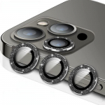 3tk/2tk Blingi teemantkaamera objektiivi kaitse iPhone'ile 16 11 12 13 14 15 Pro Max metallist r&otilde;ngasobjektiivi karastatud klaasist kile for iphone 11 pro-3pcs h&otilde;be