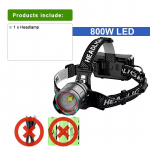 800W v&otilde;imas LED-esilatern &uuml;liheledad esituled liikumisanduri esituled suumitav lamp luminofoorvalgustid reguleeritav latern laetav A-Headlamp