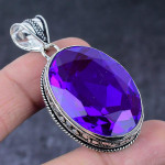Pink Amethyst Gemstone Handmade 925 Sterling Silver Jewelry Pendant 2.17 m7i33