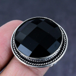 Black Spinel Gemstone Handmade 925 Steling Silver Gift Jewelry Ring Size 8 a1m25