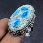 K2 Blue Azurite Gemstone 925 Sterling Silver gift Jewelry Ring Size 9 U7z11