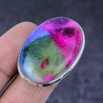 Rainbow Solar Quartz Gemstone Handmade 925 Steling Silver Ring Size 6.5 a8o28