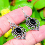 Black Onyx Gemstone Handmade 925 Sterling Silver Jewelry Earring 1.69 h1d99
