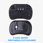 i8 miniklaviatuur 2,4 GHz juhtmeta klaviatuur, 3 v&auml;rvi taustavalgustusega inglise vene &otilde;huhiir puuteplaadiga kaugjuhtimispuldiga s&uuml;learvuti jaoks