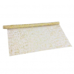 Pulmapeolaua jooksja S&auml;delev kuldne litrid l&auml;bipaistva t&uuml;lli boheemlaslikus stiilis plisseeritud plekikindel korduvkasutatav lauakaitse kaunistus kuldne