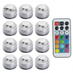 12 tk veealused tuled intelligentse kaugjuhtimispuldiga Energias&auml;&auml;stlikud veekindlad mitme režiimiga RGB basseini mini-LED tuled 1 Set
