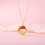 Algse disainiga Lucky Koi kaelakee Ehted Naiselikkus Rahvuslik stiil Uus Hiina roostevabast terasest rangluu kett