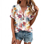 Moodsad naiste suvised V-kaelusega n&ouml;&ouml;biga l&uuml;hikeste varrukatega vabaaja topid L khaki