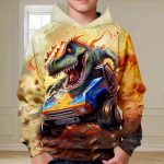 Pusad Autodinosaurused 3D-prindiga dressipluusid poisid t&uuml;drukud unisex kapuutsiga mood dressid lastele Suured kapuuts dressid mantel 100CM