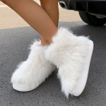 Kunstkarusnahast saapad naistele H&auml;gusad kohevad karvased &uuml;mmarguse ninaga seemisnahast talve mugavad pl&uuml;&uuml;sised soojad l&uuml;hikesed lumesaapad Naiste libisemiskindlad jalan&otilde;ud s&auml;&auml;re keskosa saapad 36