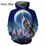 Moodne 3D Wolf Prinditud kapuutsiga dressipluusid Unisex metsloomade mustriga printimine paarile kapuuts vabaaja pikkade varrukatega topid S