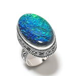 Natural Blue Triplet Opal Gemstone 925 Sterling Silver Jewelry Ring Size 9 m1o30