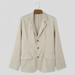 INCERUN Vintage meeste rev&auml;&auml;rkrae pikkade varrukatega &otilde;huke bleiser vabaaja n&ouml;&ouml;biga &uuml;likonnamantlid XL valge