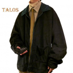 Meeste jakk lapitehnikas v&auml;rviline lahtise l&otilde;ikega t&auml;ispikk lukukinnis vabaaja mantel rev&auml;&auml;riga pikkade varrukatega velvetist pealisr&otilde;ivas XXL kohv